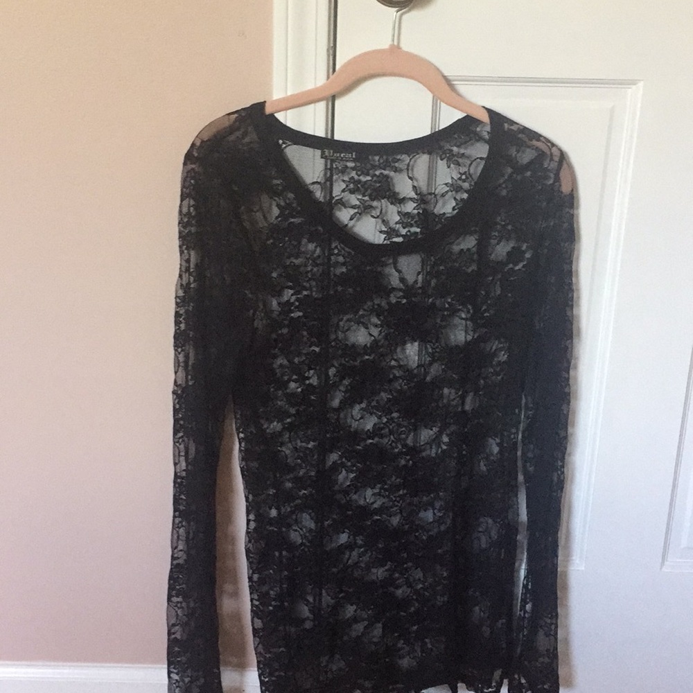 NWOT Black Lace Long Sleeve Shirt